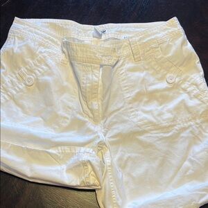 H&M White Cargo Shorts Relaxed Fit Cotton adjustable legs